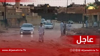 عاجل// سقوط أمطار غزيرة الآن على بني وليد وسط كتلة هوائية باردة على أغلب مناطق ليبيا